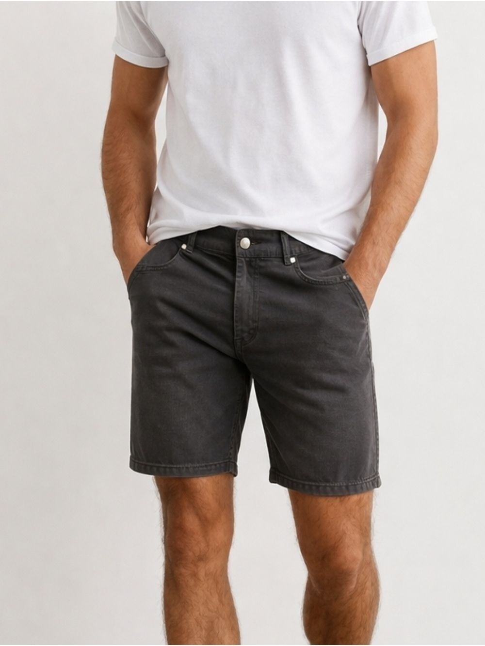 H&M Men's Dark Gray Slim Fit Jean Shorts  KJ0716E
